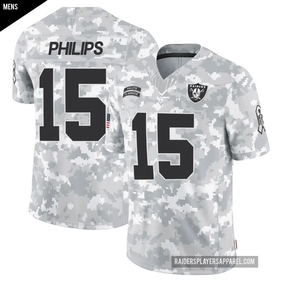 Men's Las Vegas Raiders ＃15 Kyle Philips Arctic Camo Limited 2024 Salute to Service Jersey
