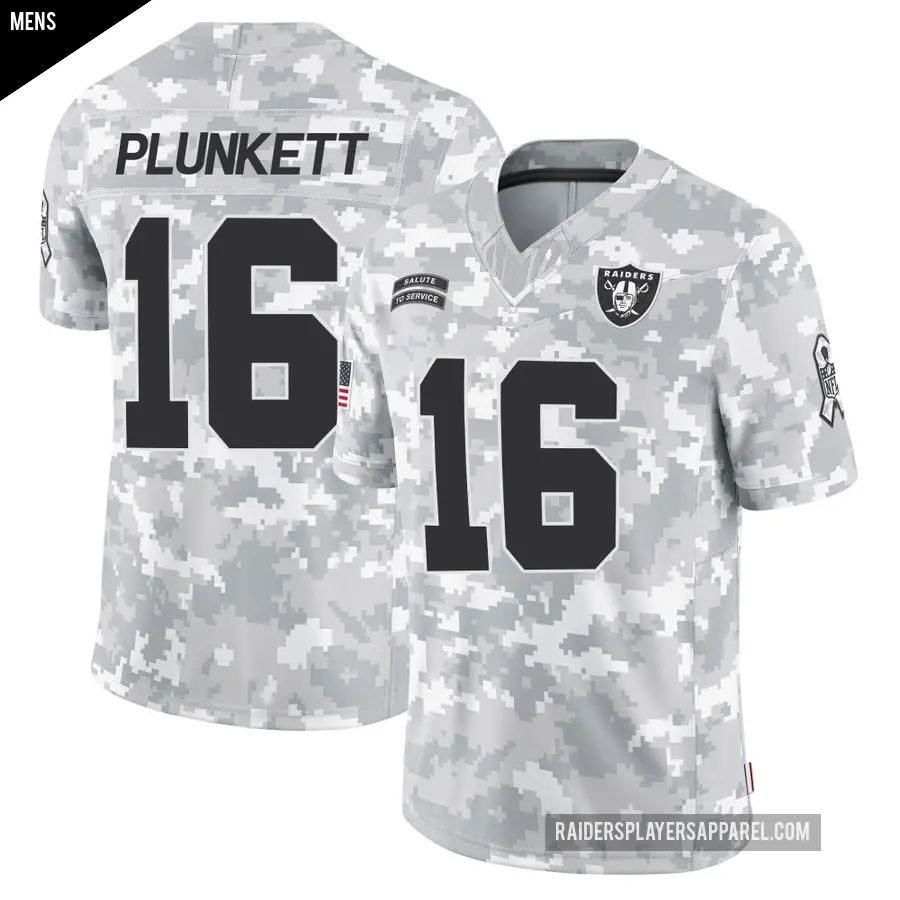 Men's Las Vegas Raiders ＃16 Jim Plunkett Arctic Camo Limited 2024 Salute to Service Jersey