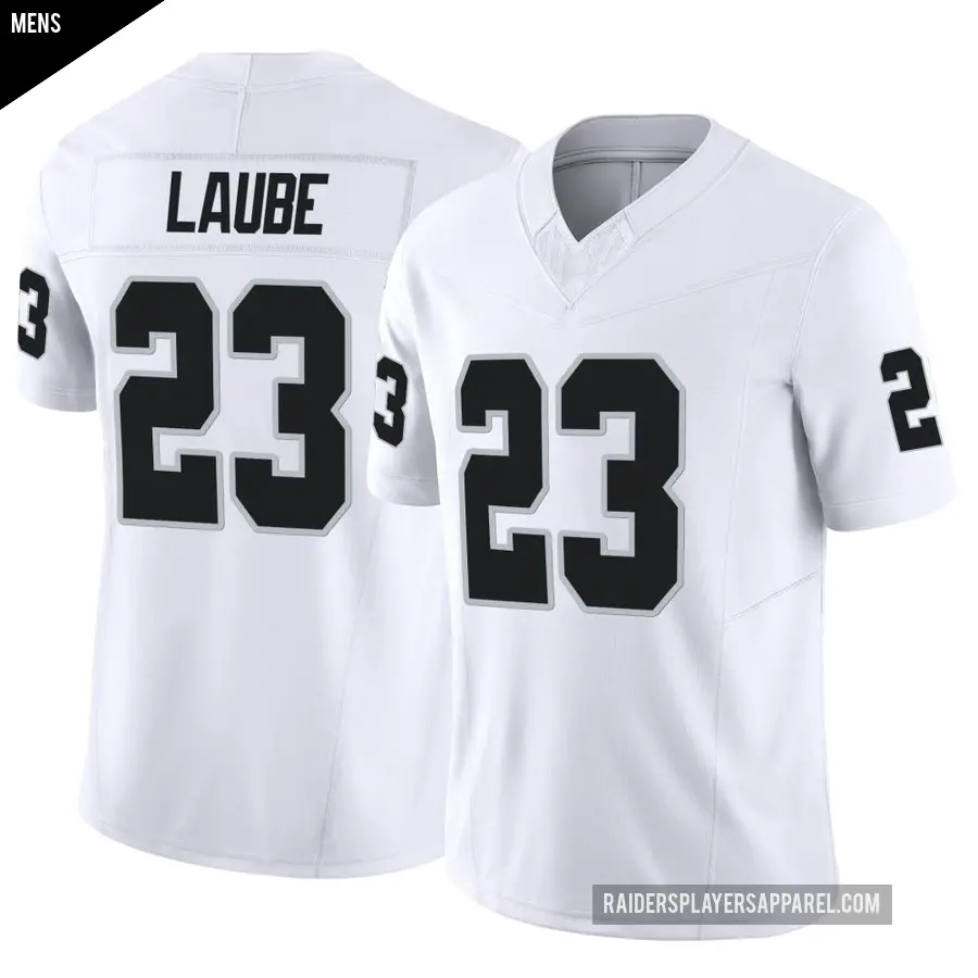 Men's Las Vegas Raiders ＃23 Dylan Laube White Limited Vapor F.U.S.E. Jersey