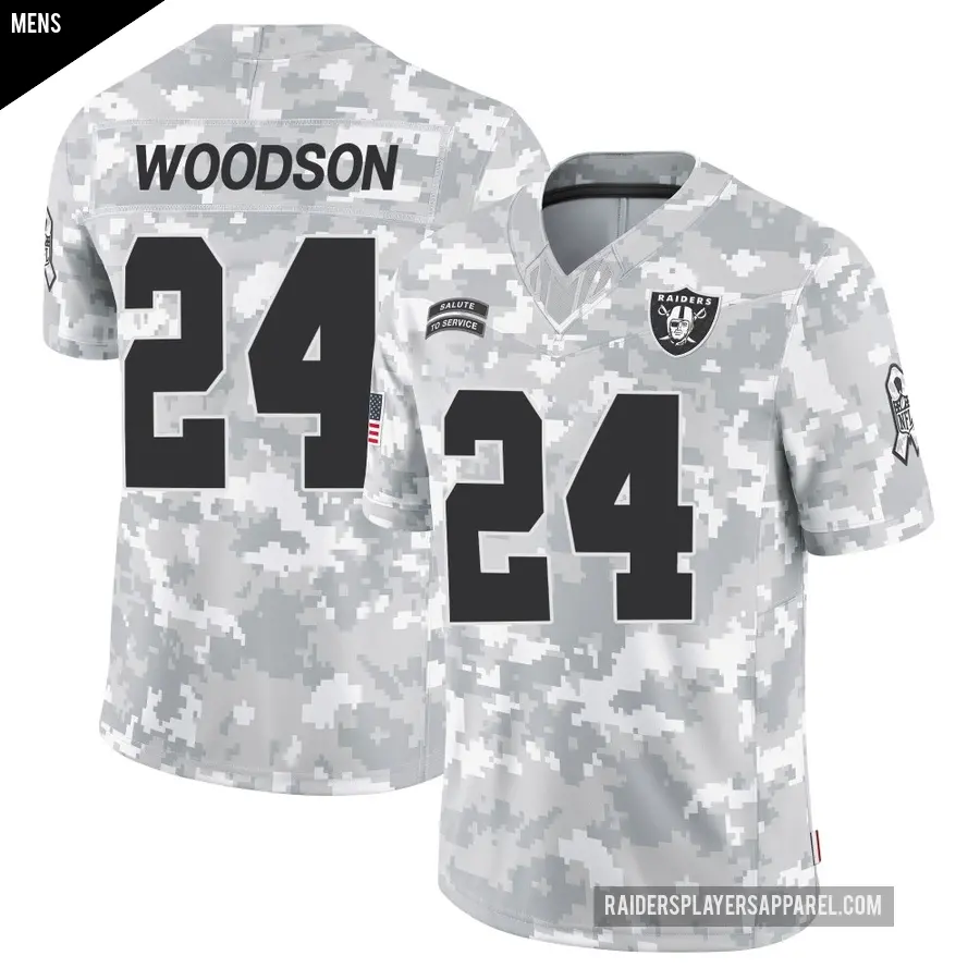 Men's Las Vegas Raiders ＃24 Charles Woodson Arctic Camo Limited 2024 Salute to Service Jersey