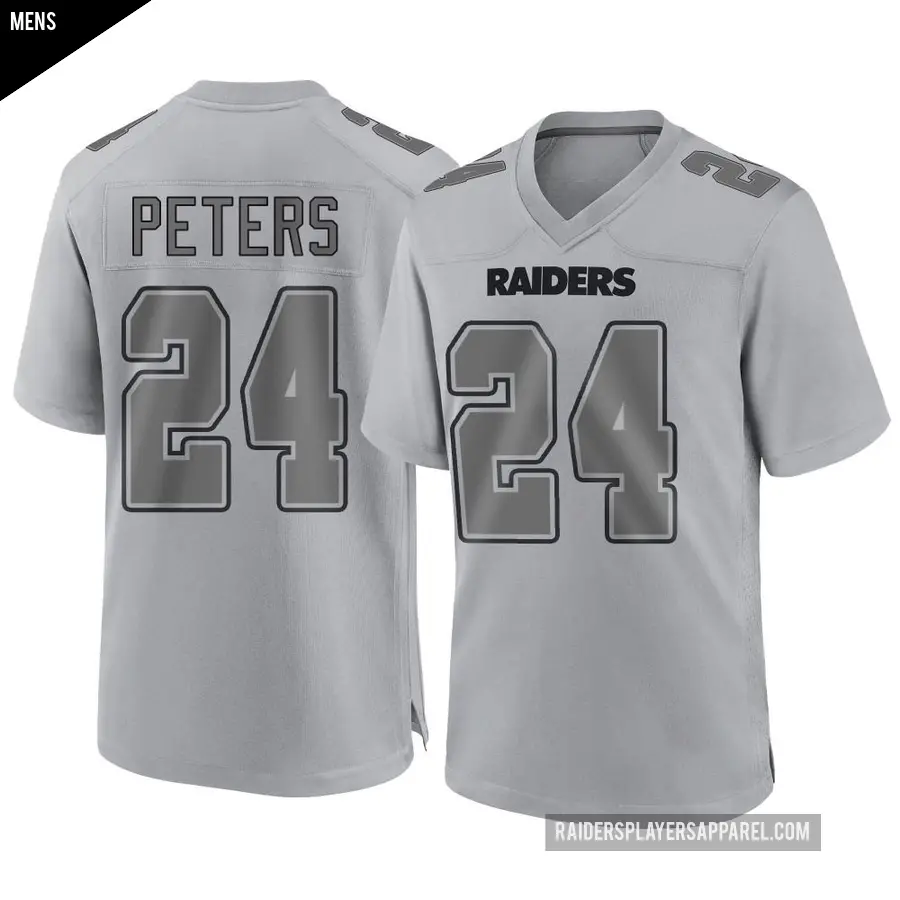 Men's Las Vegas Raiders ＃24 Marcus Peters Gray Game Atmosphere Fashion Jersey