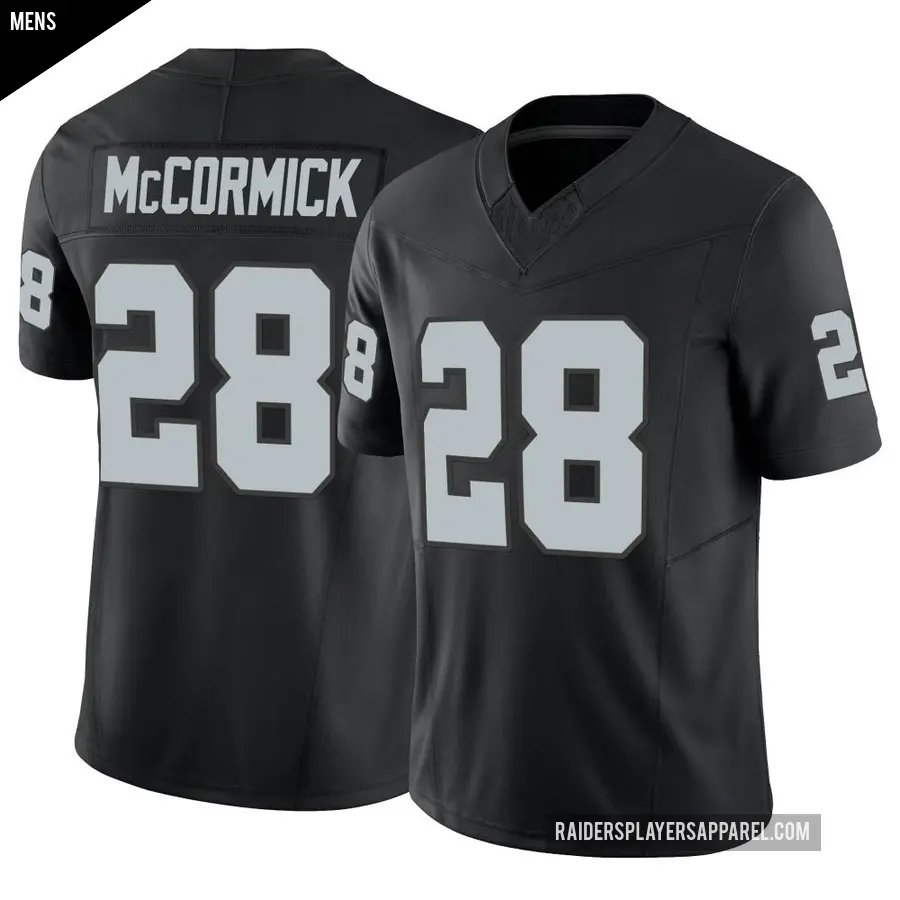 Men's Las Vegas Raiders ＃28 Sincere McCormick Black Limited Vapor F.U.S.E. Jersey