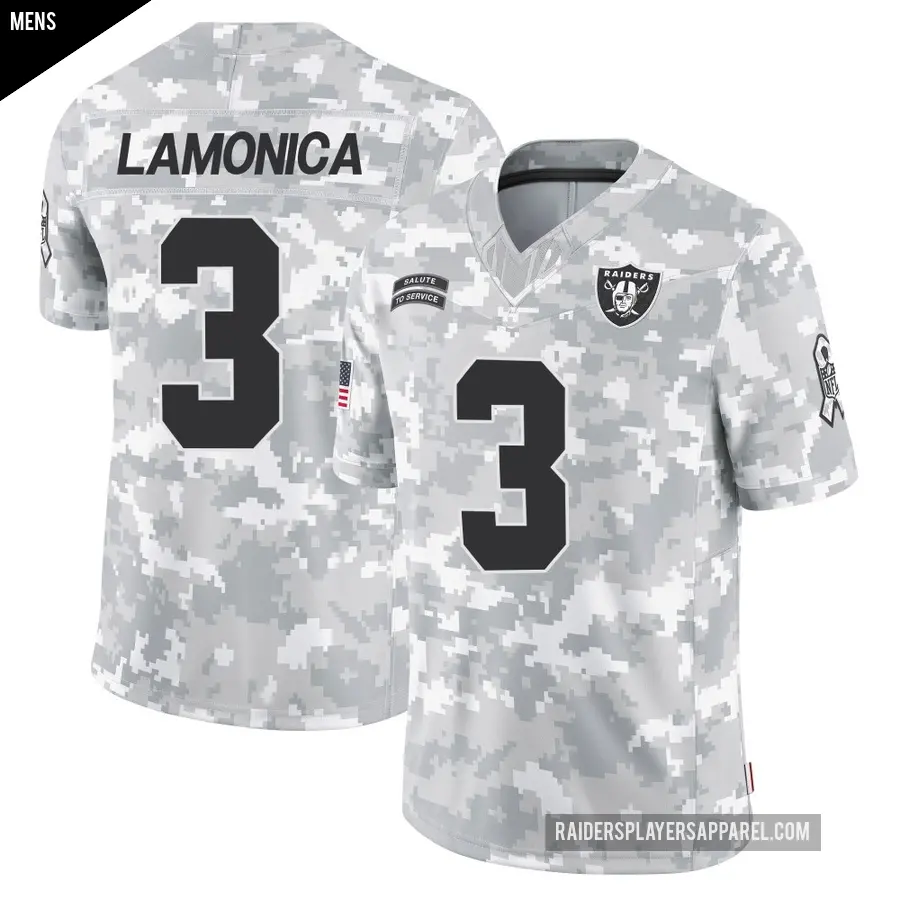 Men's Las Vegas Raiders ＃3 Daryle Lamonica Arctic Camo Limited 2024 Salute to Service Jersey