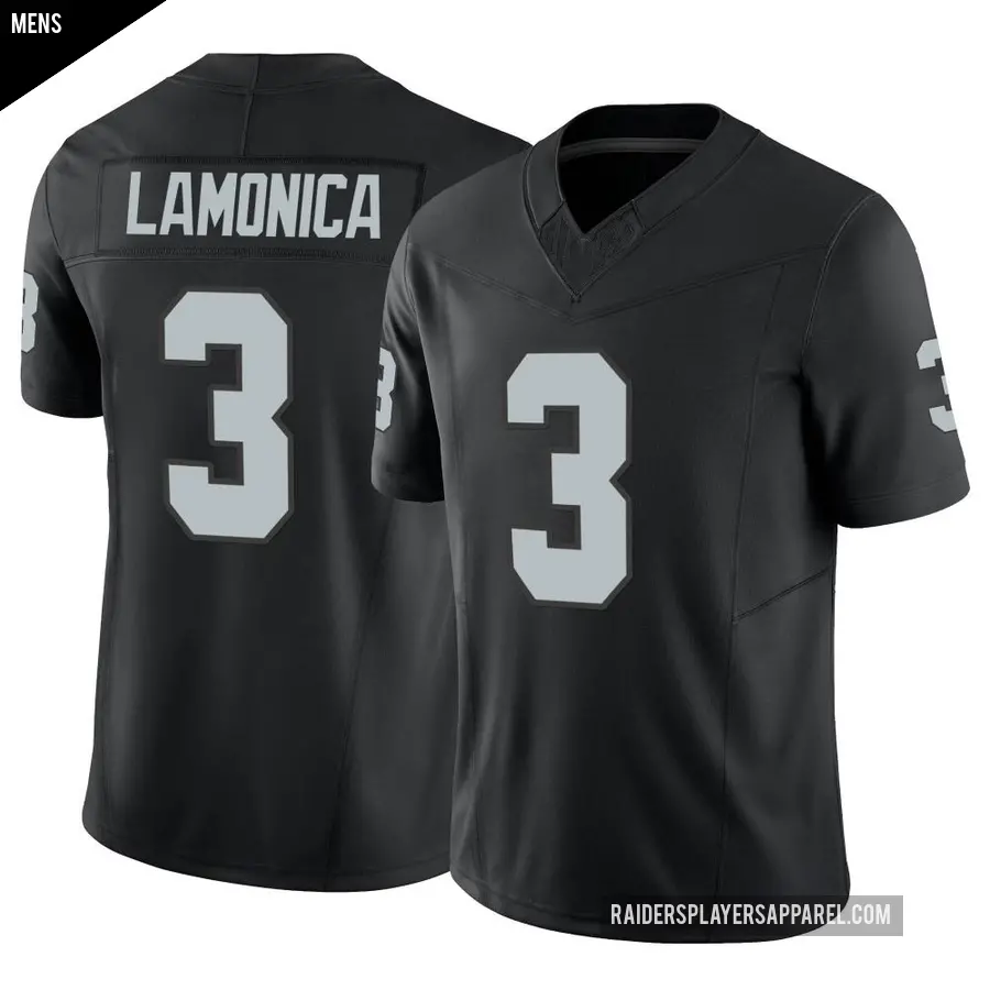 Men's Las Vegas Raiders ＃3 Daryle Lamonica Black Limited Vapor F.U.S.E. Jersey