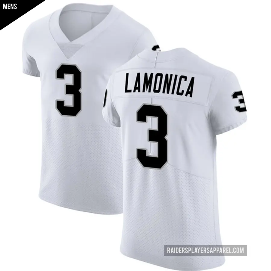 Men's Las Vegas Raiders ＃3 Daryle Lamonica White Elite Vapor Untouchable Jersey