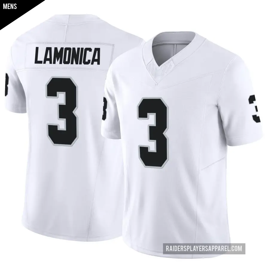 Men's Las Vegas Raiders ＃3 Daryle Lamonica White Limited Vapor F.U.S.E. Jersey
