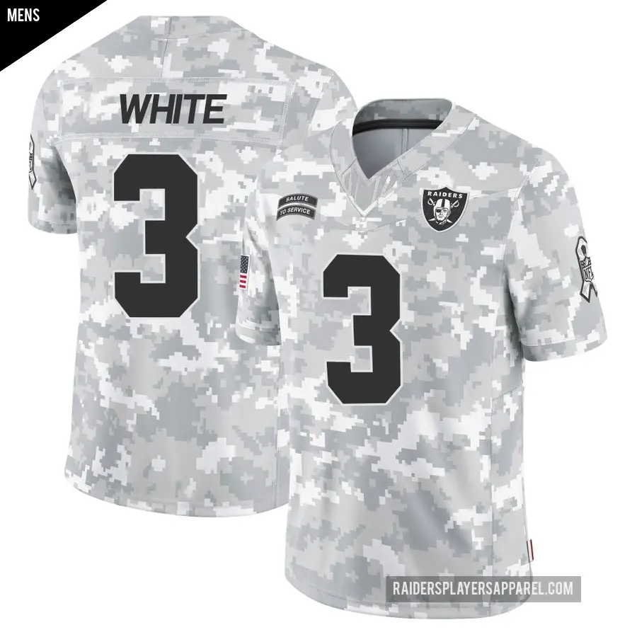 Men's Las Vegas Raiders ＃3 Zamir White Arctic Camo Limited 2024 Salute to Service Jersey