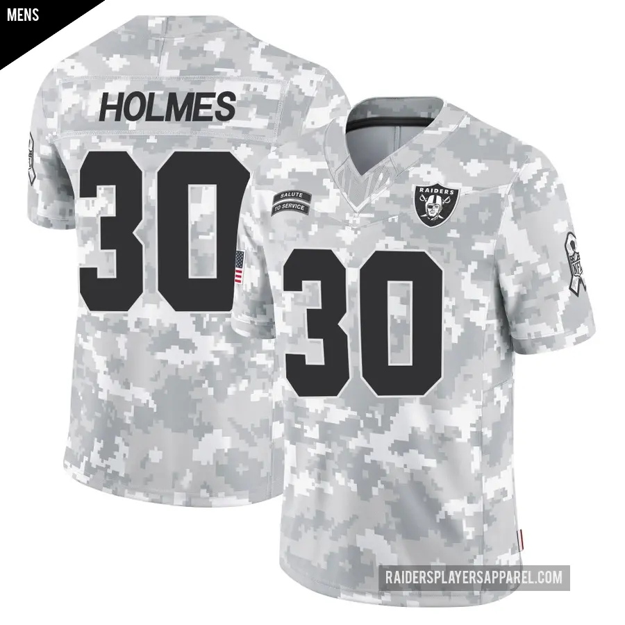 Men's Las Vegas Raiders ＃30 Darnay Holmes Arctic Camo Limited 2024 Salute to Service Jersey