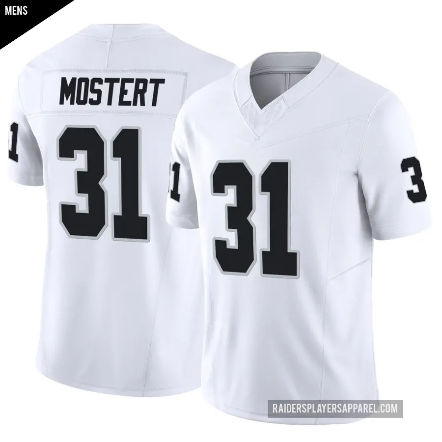 Men's Las Vegas Raiders ＃31 Raheem Mostert White Limited Vapor F.U.S.E. Jersey