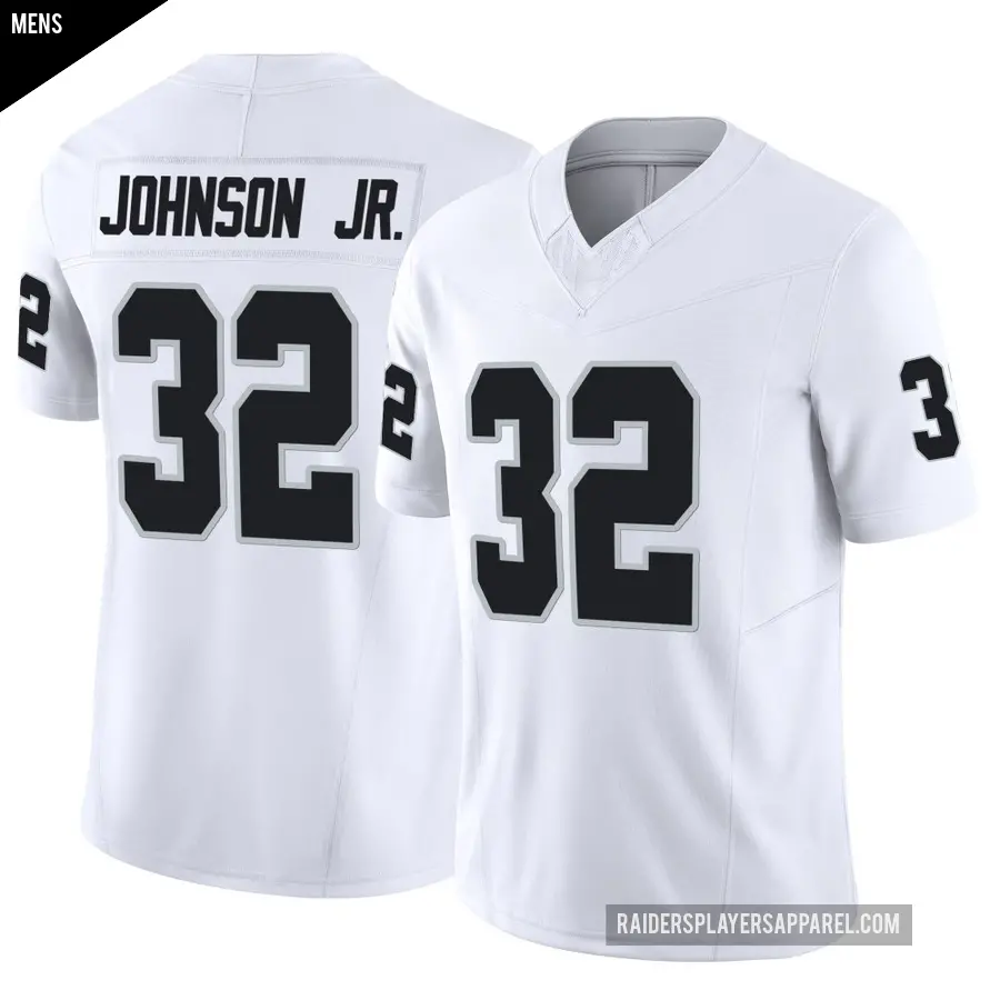 Men's Las Vegas Raiders ＃32 Lonnie Johnson Jr. White Limited Vapor F.U.S.E. Jersey