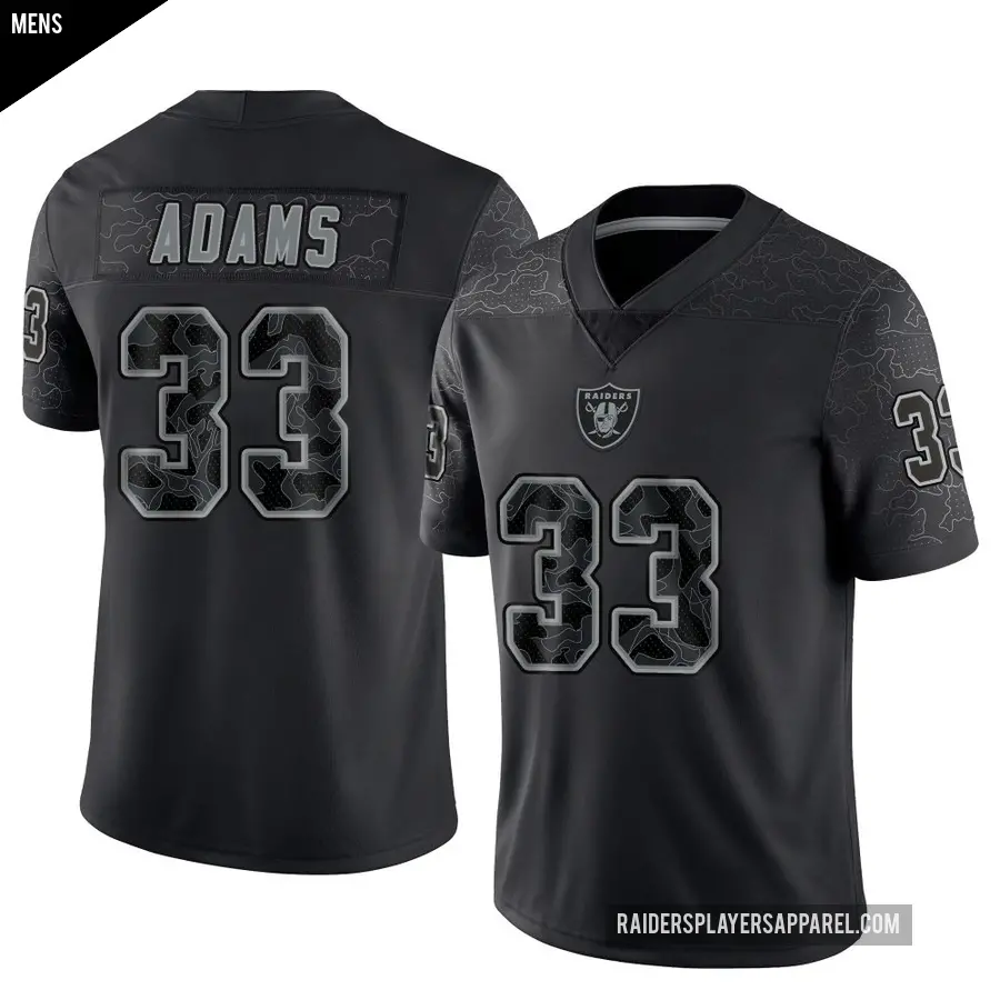 Men's Las Vegas Raiders ＃33 Jamal Adams Black Limited Reflective Jersey