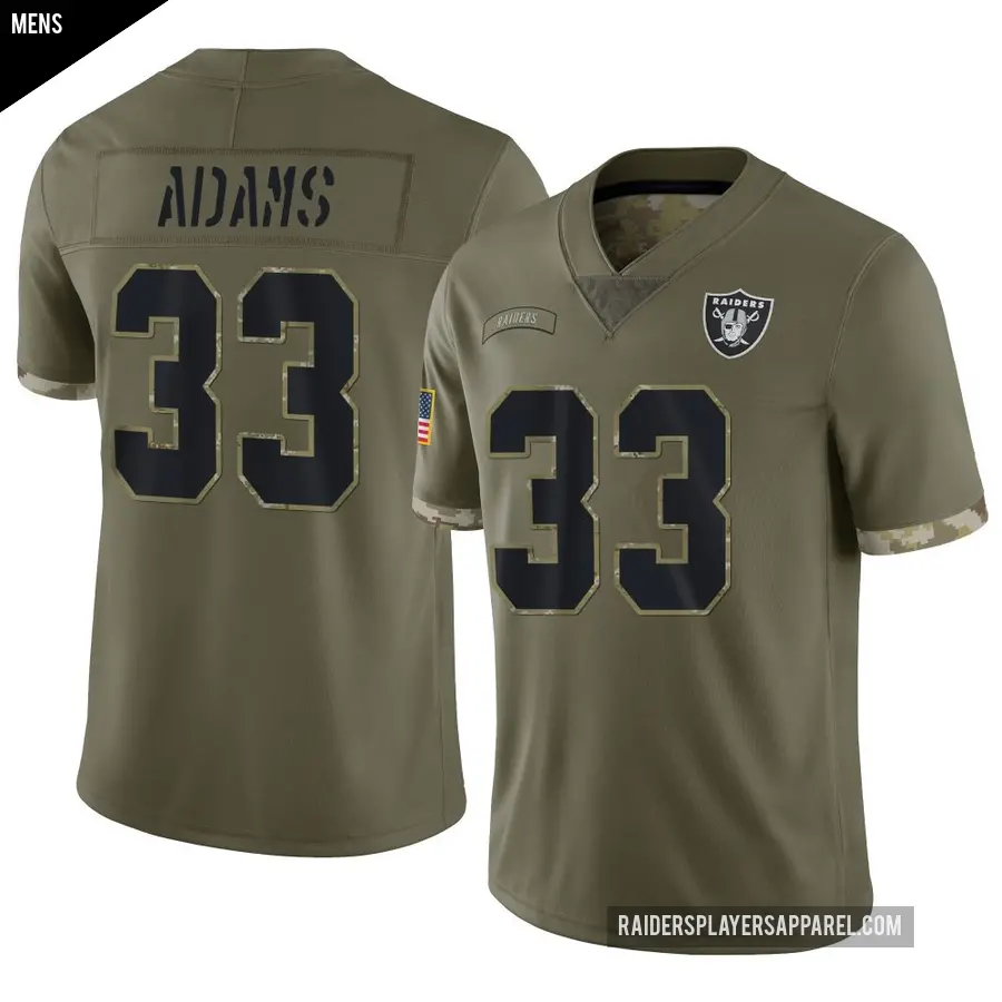 Men's Las Vegas Raiders ＃33 Jamal Adams Olive Limited 2022 Salute To Service Jersey