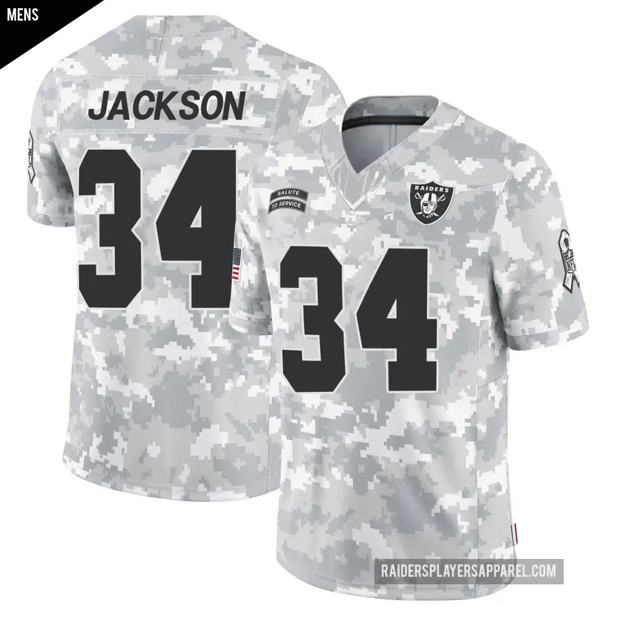Men's Las Vegas Raiders ＃34 Bo Jackson Arctic Camo Limited 2024 Salute to Service Jersey