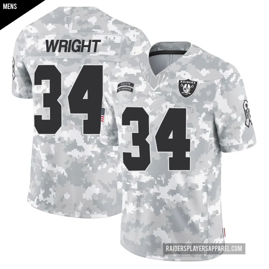 Men's Las Vegas Raiders ＃34 K.J. Wright Arctic Camo Limited 2024 Salute to Service Jersey