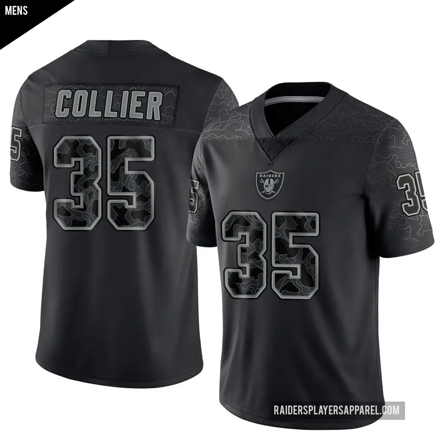 Men's Las Vegas Raiders ＃35 Chris Collier Black Limited Reflective Jersey