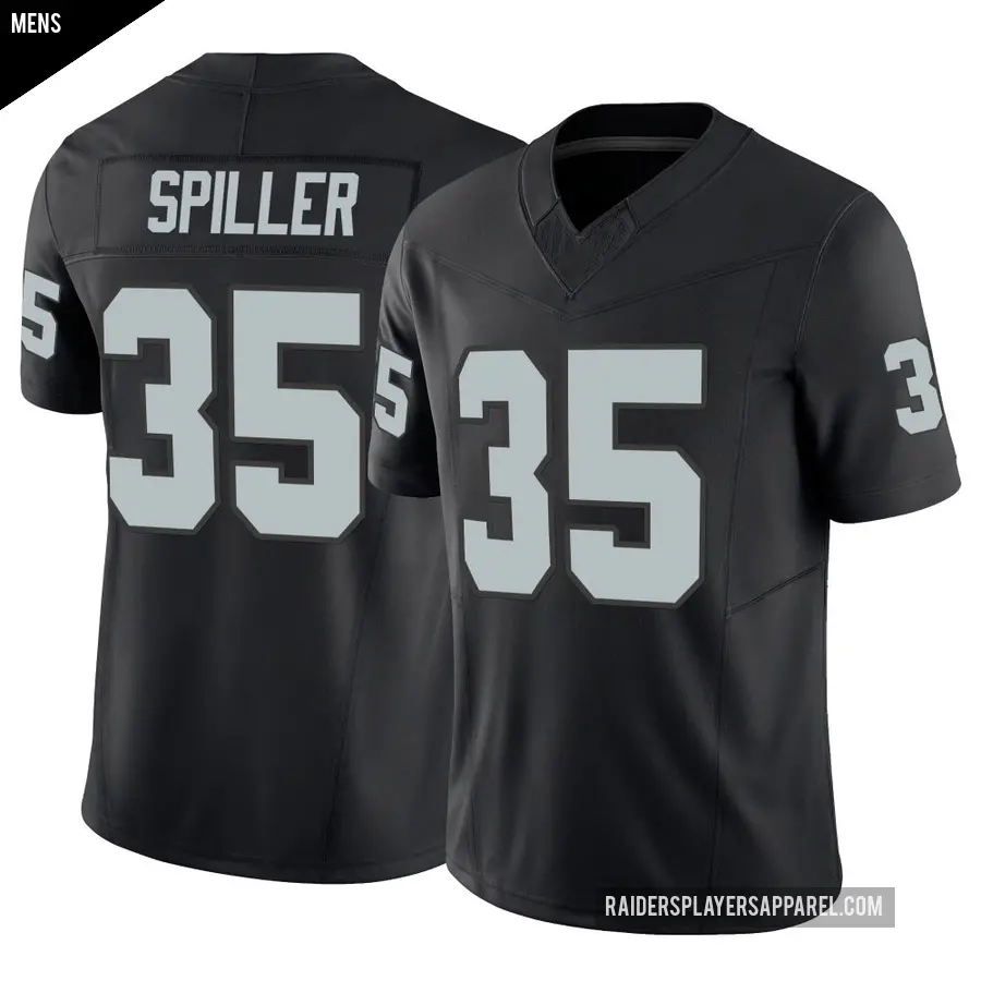 Men's Las Vegas Raiders ＃35 Isaiah Spiller Black Limited Vapor F.U.S.E. Jersey