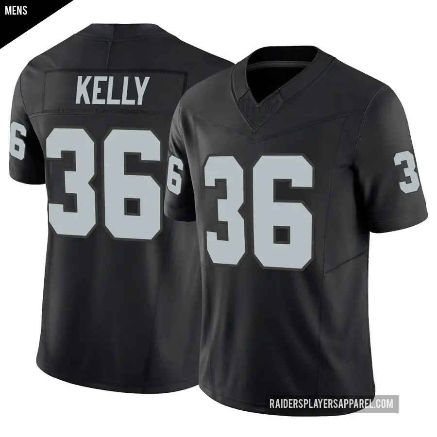 Men's Las Vegas Raiders ＃36 Kyu Blu Kelly Black Limited Vapor F.U.S.E. Jersey