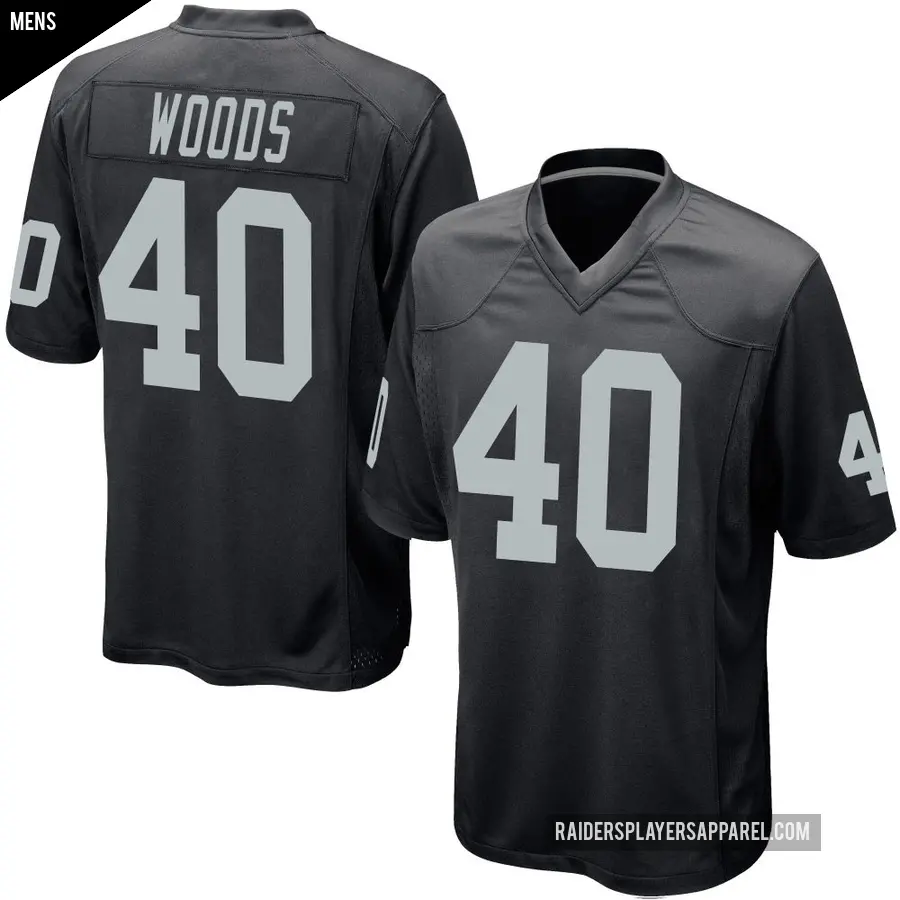 Men's Las Vegas Raiders ＃40 JT Woods Black Game Team Color Jersey