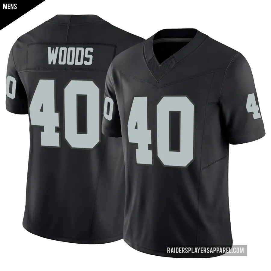 Men's Las Vegas Raiders ＃40 JT Woods Black Limited Vapor F.U.S.E. Jersey