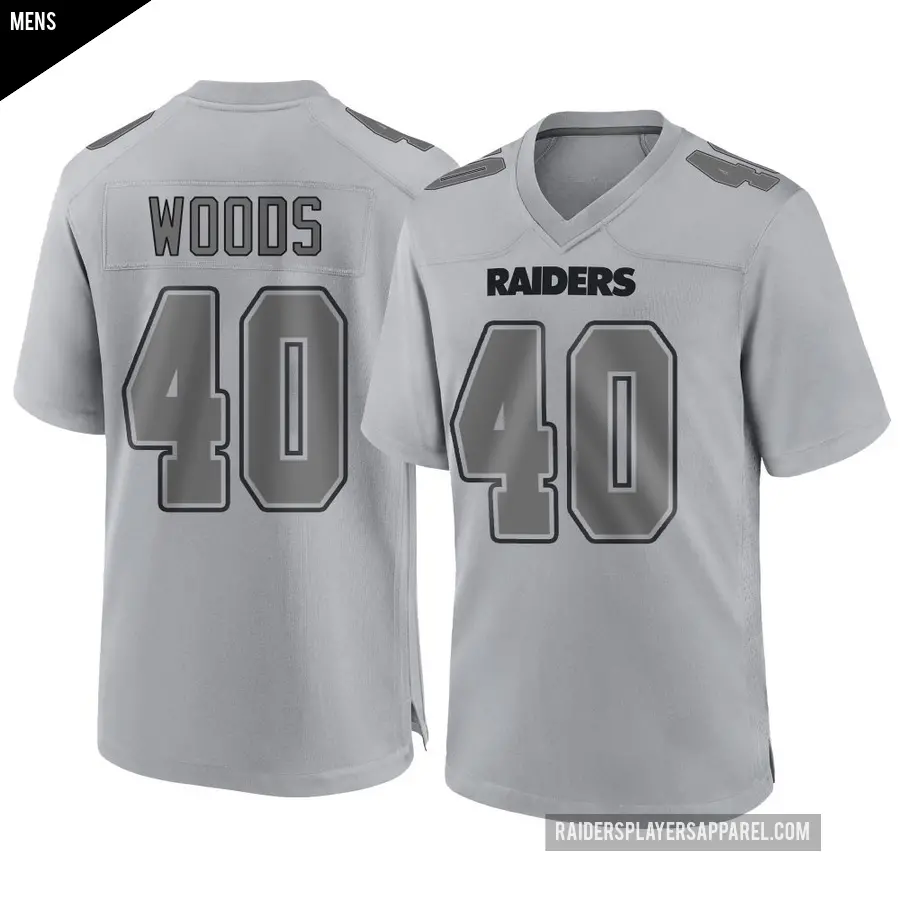 Men's Las Vegas Raiders ＃40 JT Woods Gray Game Atmosphere Fashion Jersey