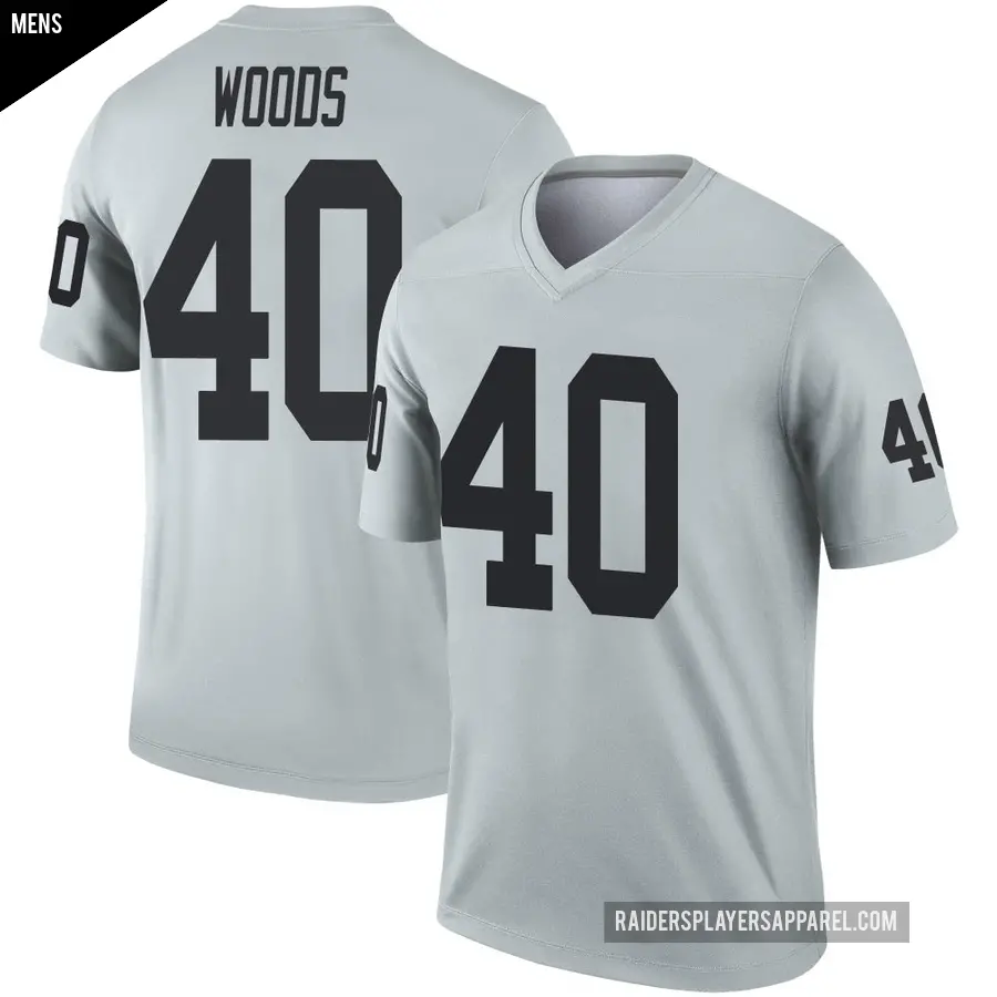 Men's Las Vegas Raiders ＃40 JT Woods Legend Inverted Silver Jersey