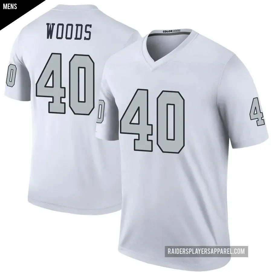 Men's Las Vegas Raiders ＃40 JT Woods White Legend Color Rush Jersey