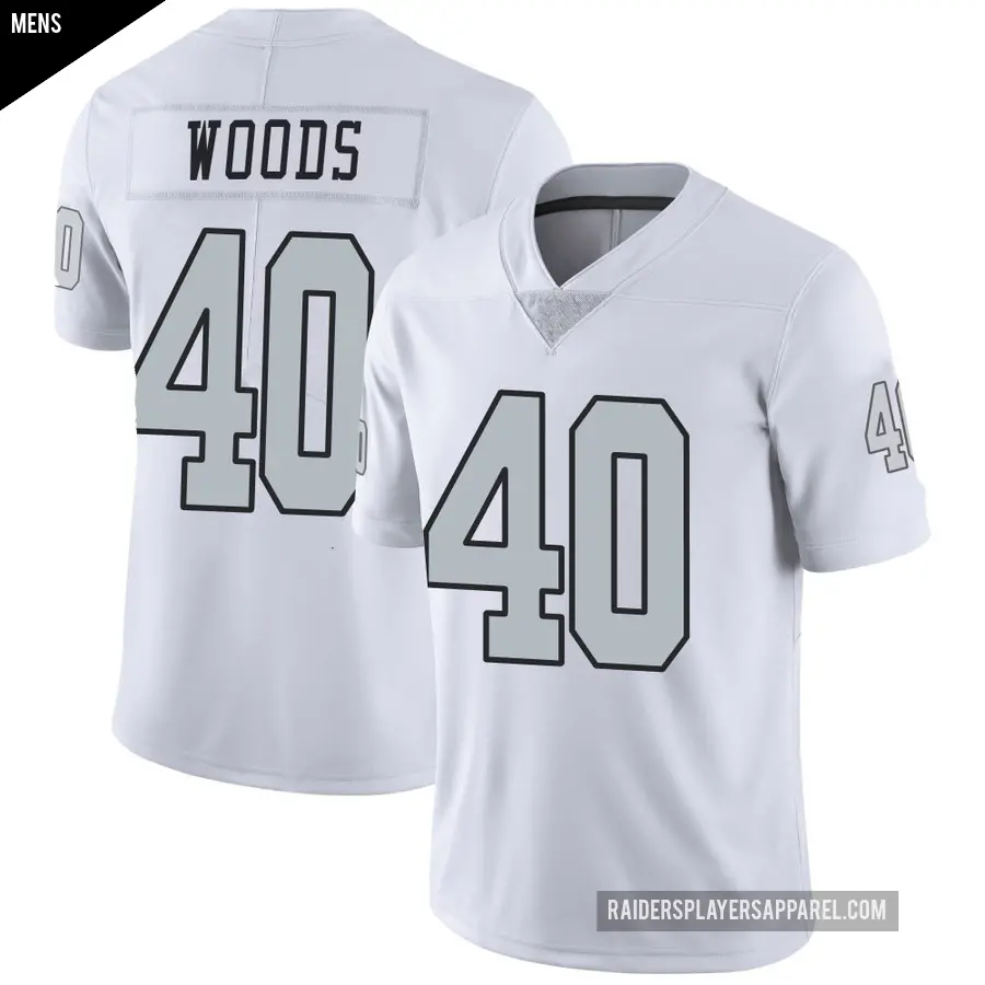 Men's Las Vegas Raiders ＃40 JT Woods White Limited Color Rush Jersey
