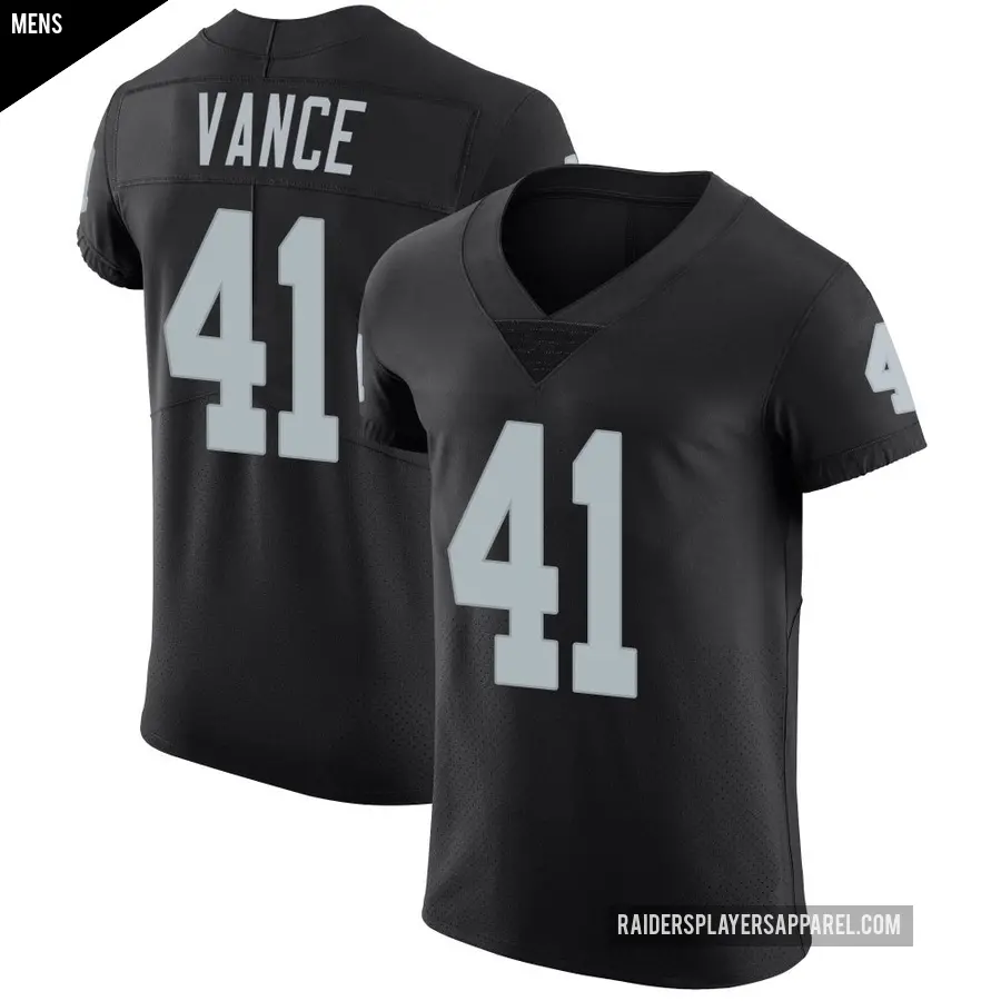 Men's Las Vegas Raiders ＃41 Greedy Vance Black Elite Team Color Vapor Untouchable Jersey