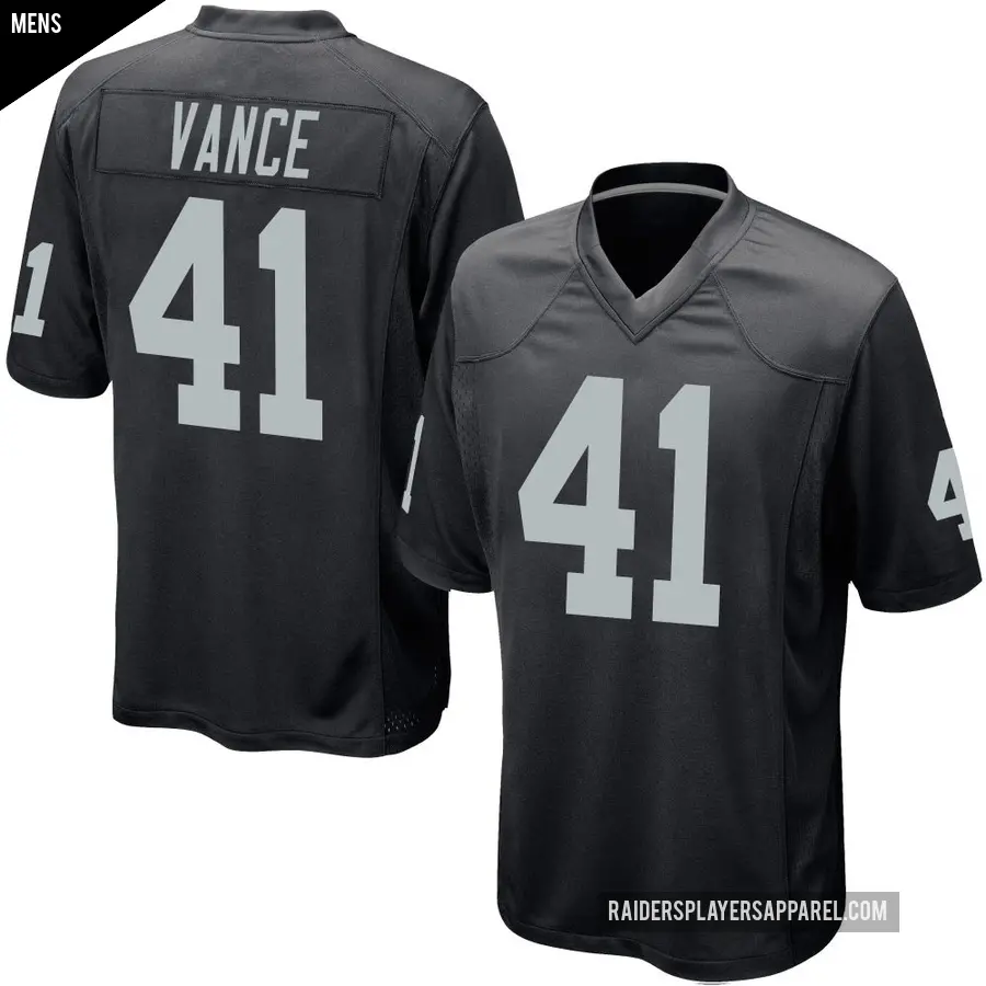 Men's Las Vegas Raiders ＃41 Greedy Vance Black Game Team Color Jersey