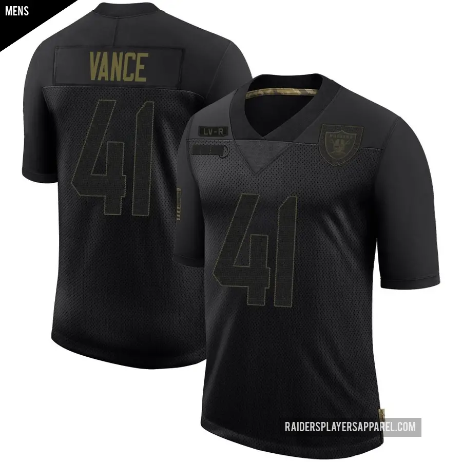 Men's Las Vegas Raiders ＃41 Greedy Vance Black Limited 2020 Salute To Service Jersey