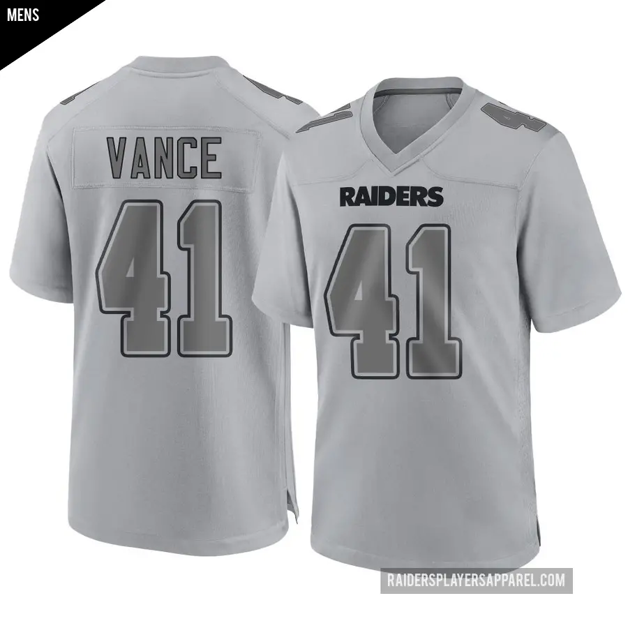 Men's Las Vegas Raiders ＃41 Greedy Vance Gray Game Atmosphere Fashion Jersey