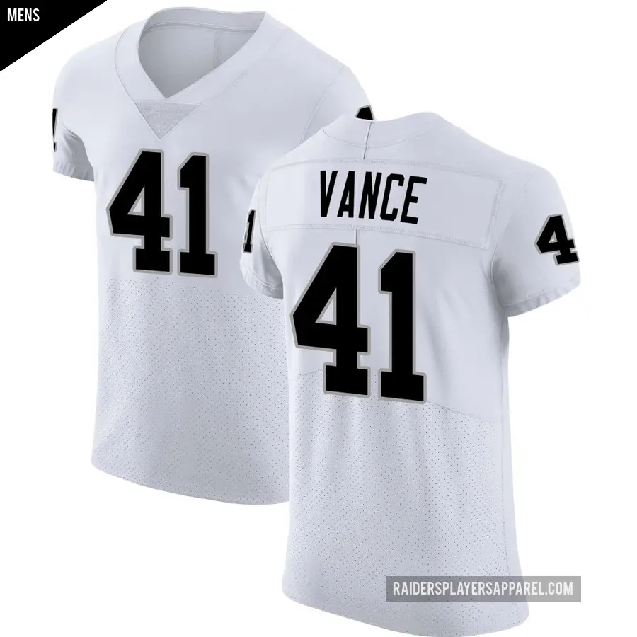 Men's Las Vegas Raiders ＃41 Greedy Vance White Elite Vapor Untouchable Jersey