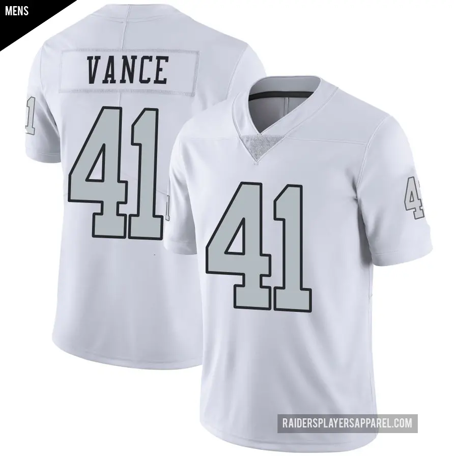 Men's Las Vegas Raiders ＃41 Greedy Vance White Limited Color Rush Jersey