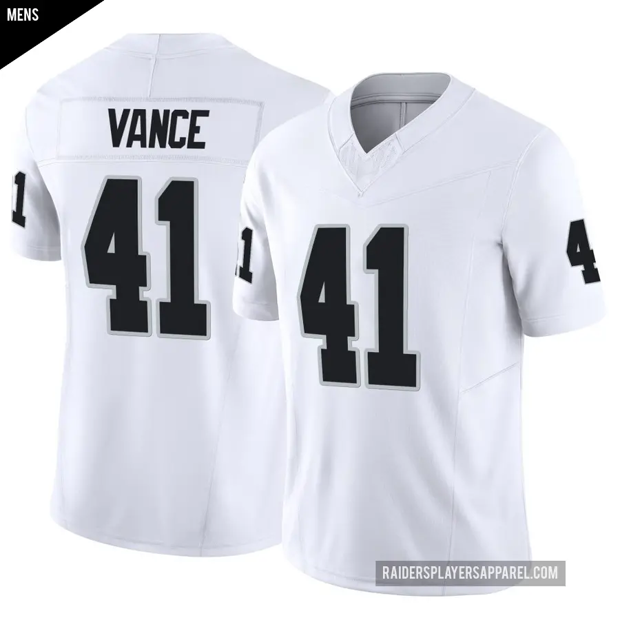 Men's Las Vegas Raiders ＃41 Greedy Vance White Limited Vapor F.U.S.E. Jersey