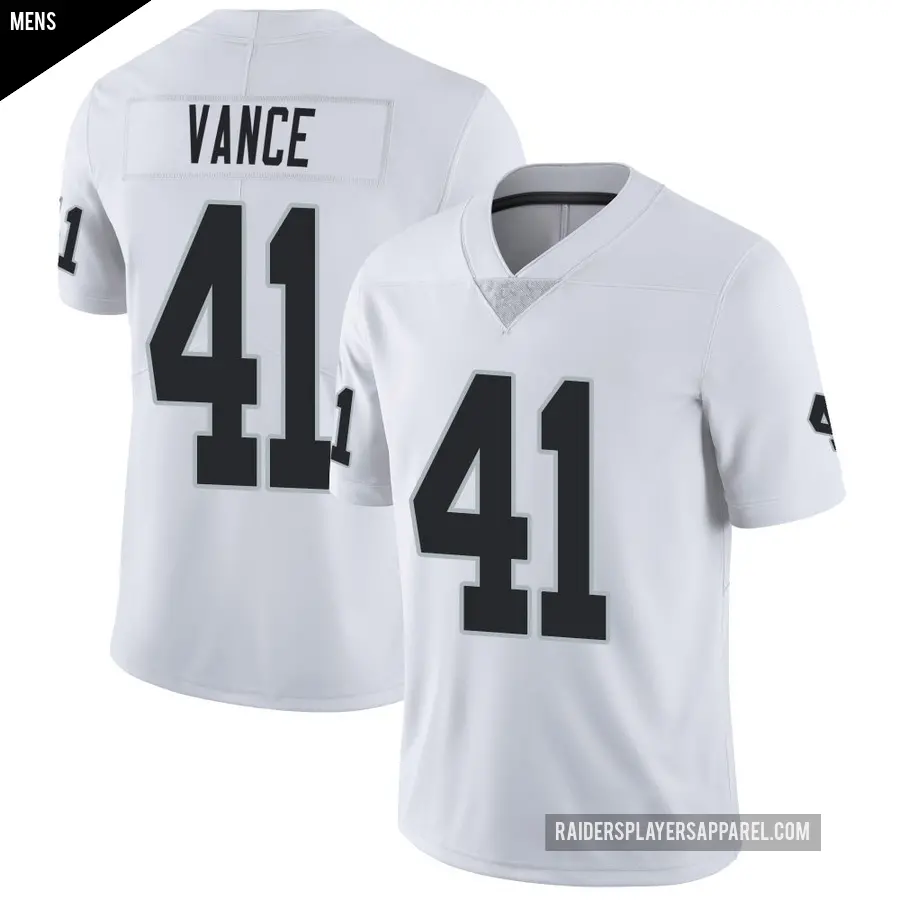 Men's Las Vegas Raiders ＃41 Greedy Vance White Limited Vapor Untouchable Jersey