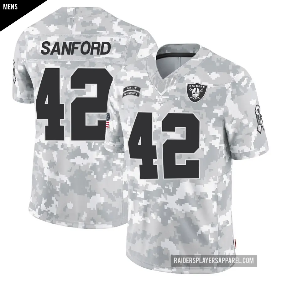 Men's Las Vegas Raiders ＃42 Phalen Sanford Arctic Camo Limited 2024 Salute to Service Jersey