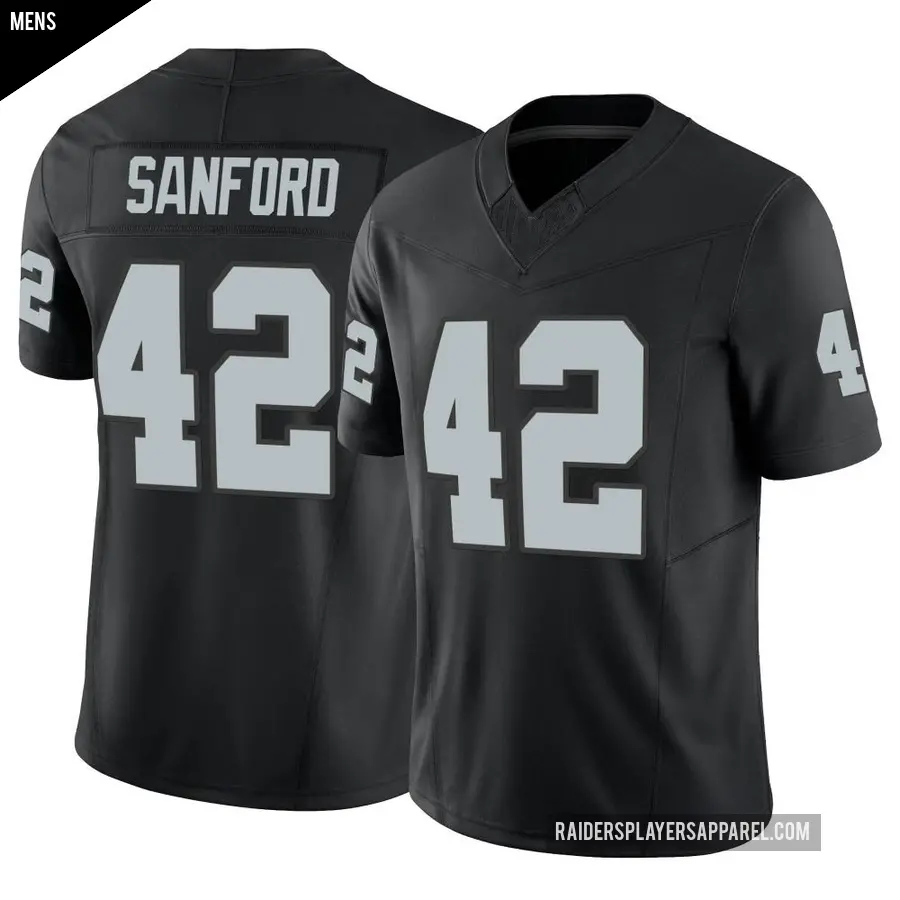 Men's Las Vegas Raiders ＃42 Phalen Sanford Black Limited Vapor F.U.S.E. Jersey