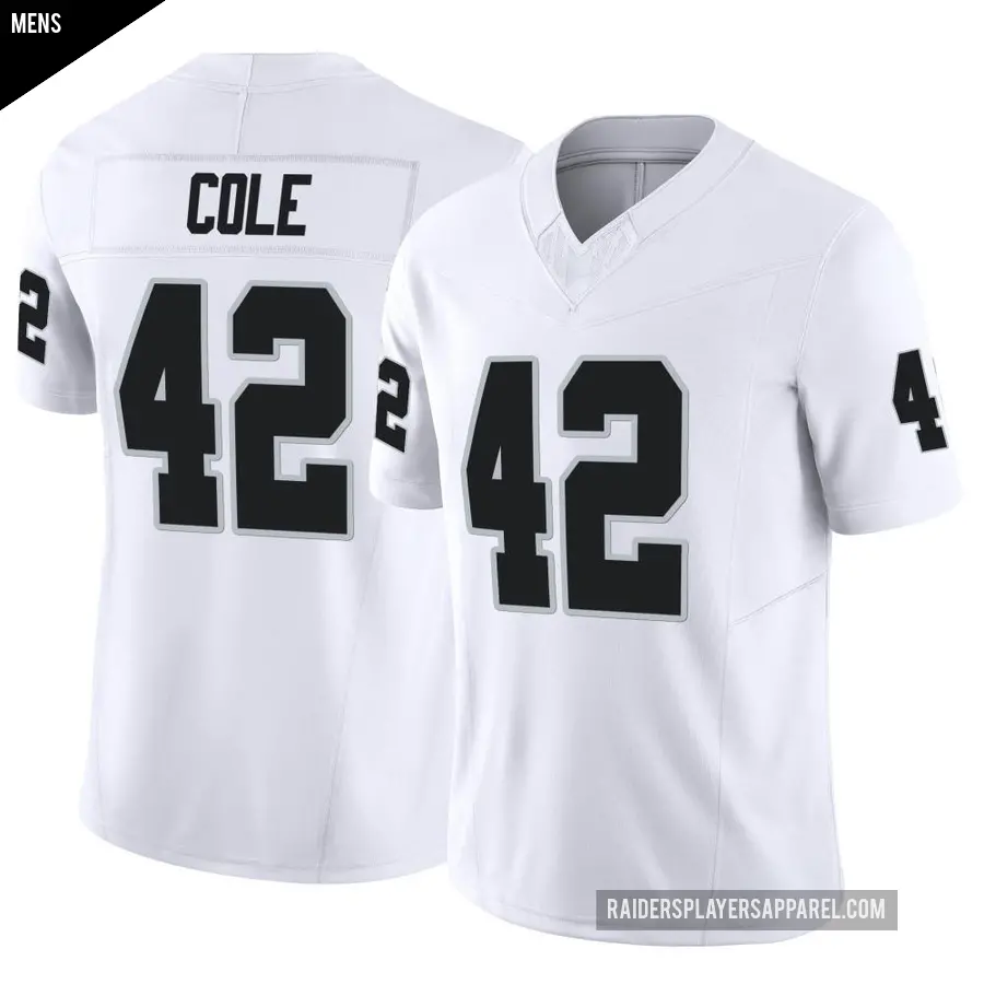 Men's Las Vegas Raiders ＃42 Qwynnterrio Cole White Limited Vapor F.U.S.E. Jersey