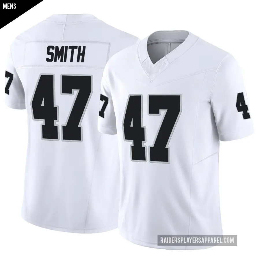 Men's Las Vegas Raiders ＃47 Brandon Smith White Limited Vapor F.U.S.E. Jersey