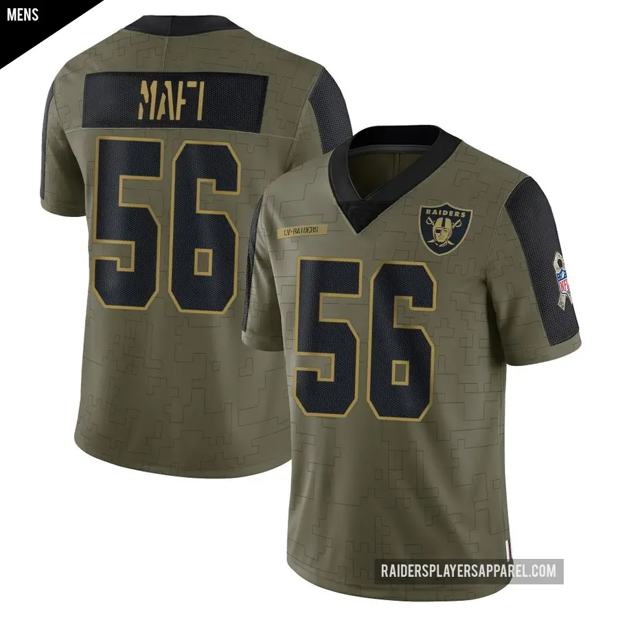 Men's Las Vegas Raiders ＃56 Atonio Mafi Olive Limited 2021 Salute To Service Jersey