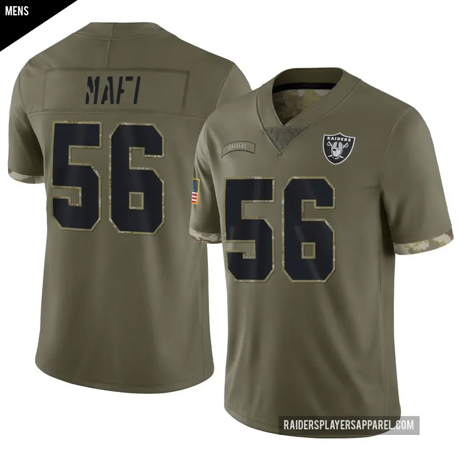 Men's Las Vegas Raiders ＃56 Atonio Mafi Olive Limited 2022 Salute To Service Jersey