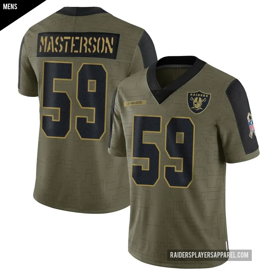 Men's Las Vegas Raiders ＃59 Luke Masterson Olive Limited 2021 Salute To Service Jersey