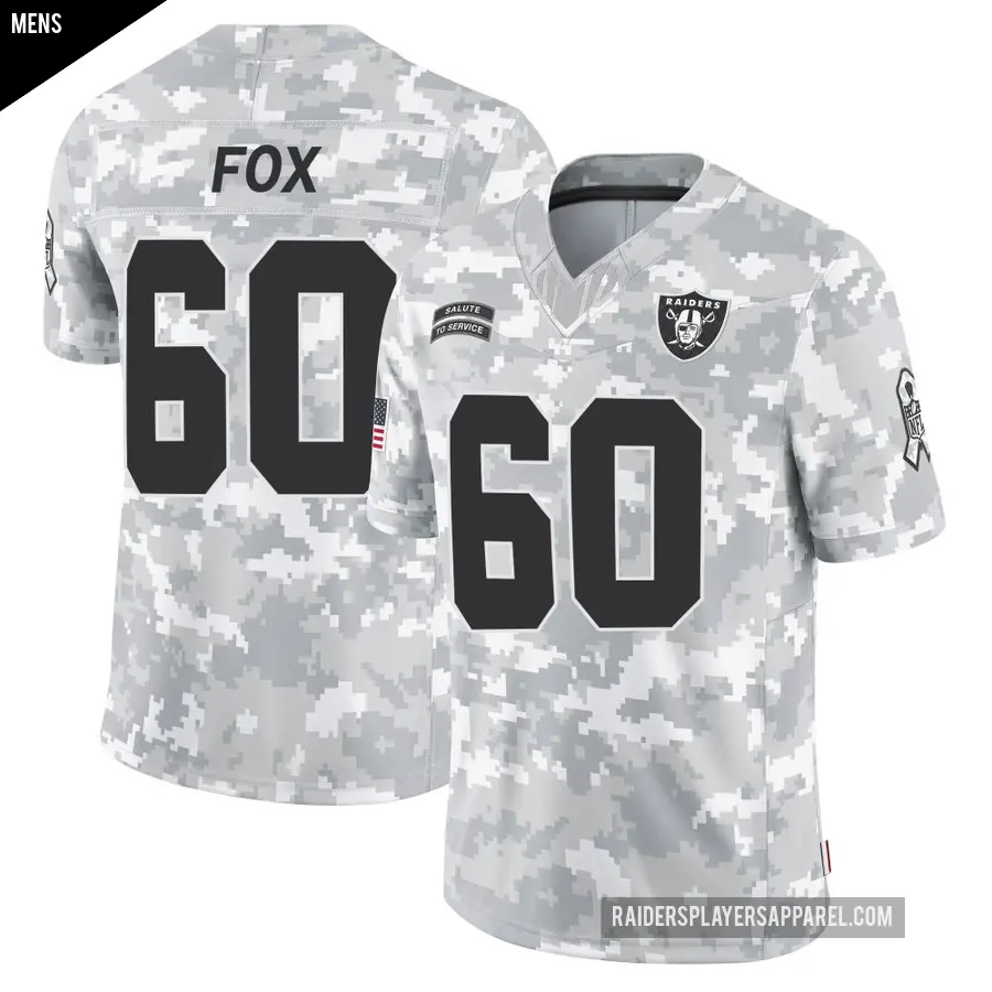 Men's Las Vegas Raiders ＃60 Tomari Fox Arctic Camo Limited 2024 Salute to Service Jersey