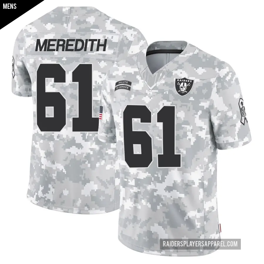 Men's Las Vegas Raiders ＃61 Jordan Meredith Arctic Camo Limited 2024 Salute to Service Jersey
