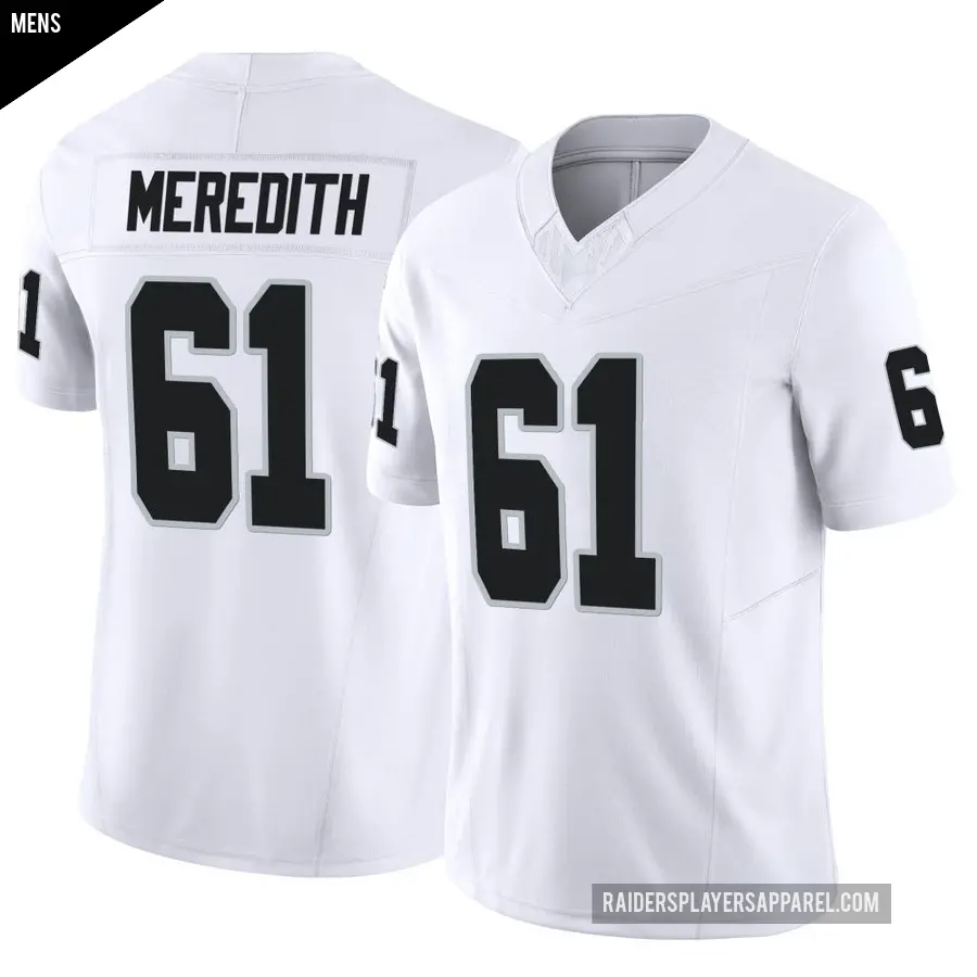Men's Las Vegas Raiders ＃61 Jordan Meredith White Limited Vapor F.U.S.E. Jersey