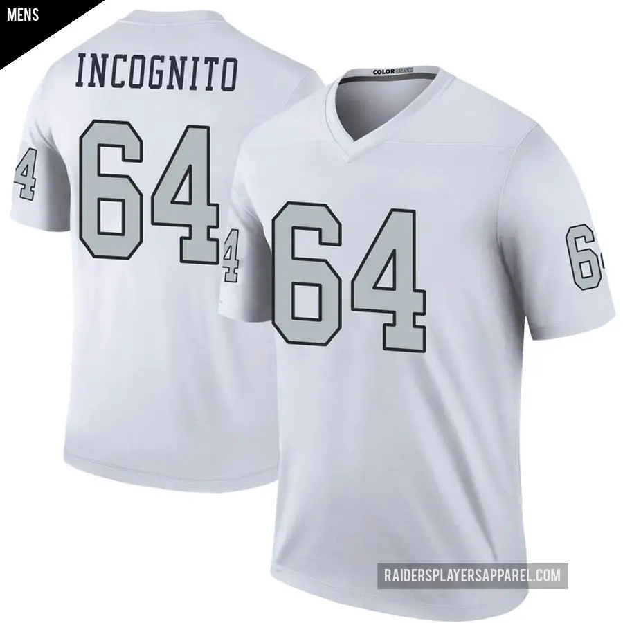 Men's Las Vegas Raiders ＃64 Richie Incognito White Legend Color Rush Jersey