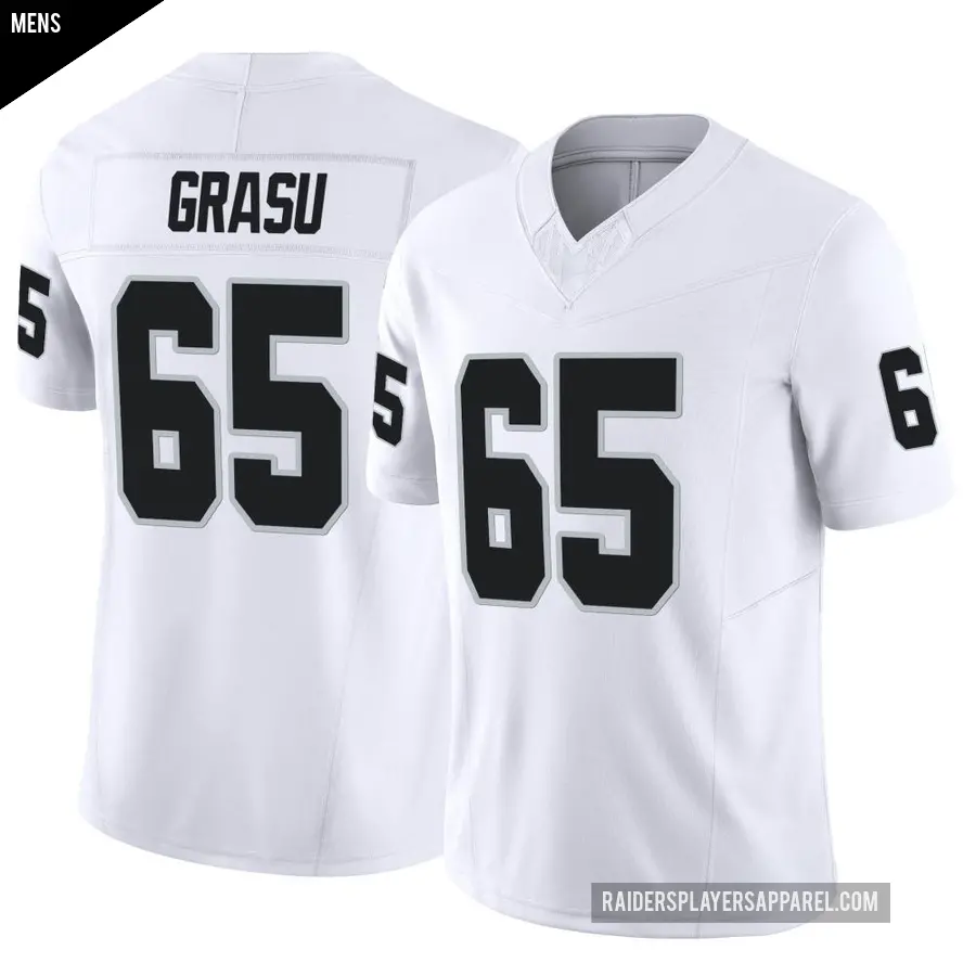 Men's Las Vegas Raiders ＃65 Hroniss Grasu White Limited Vapor F.U.S.E. Jersey