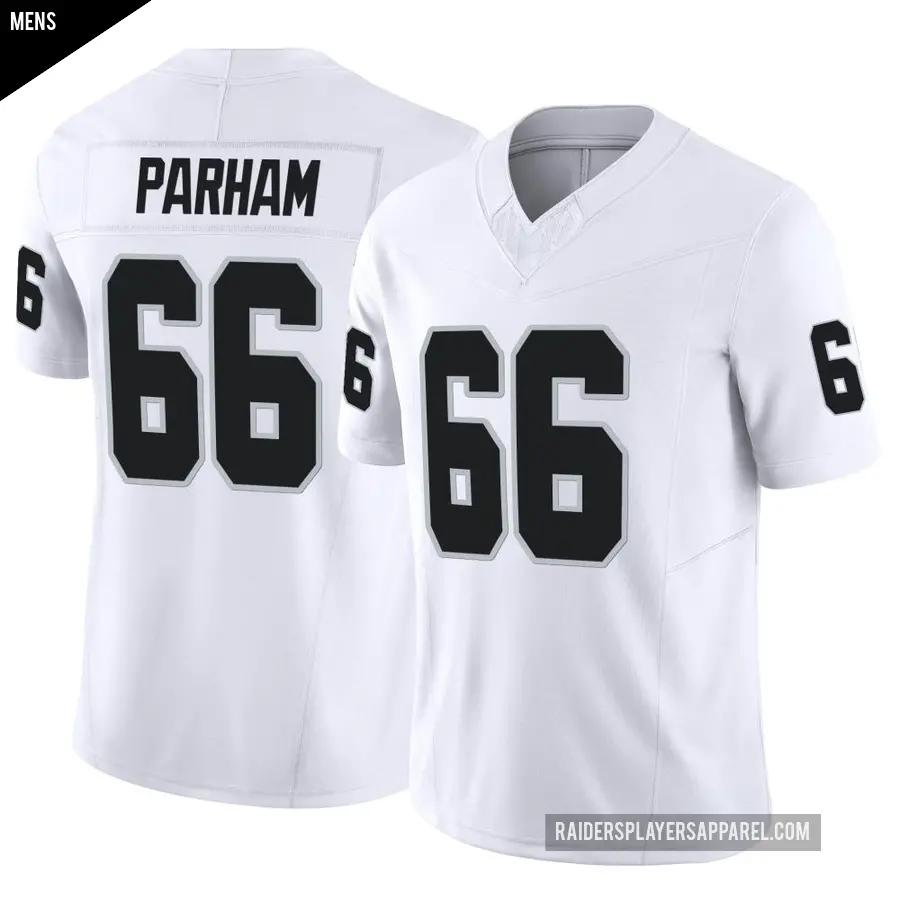 Men's Las Vegas Raiders ＃66 Dylan Parham White Limited Vapor F.U.S.E. Jersey