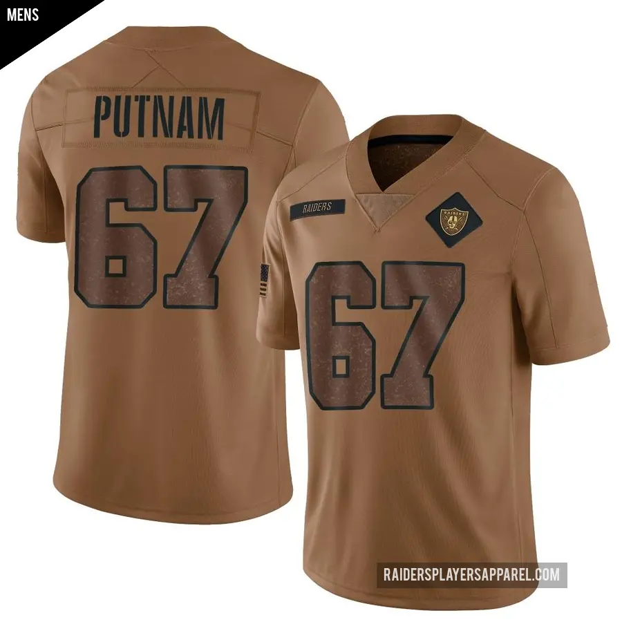 Men's Las Vegas Raiders ＃67 Will Putnam Brown Limited 2023 Salute To Service Jersey