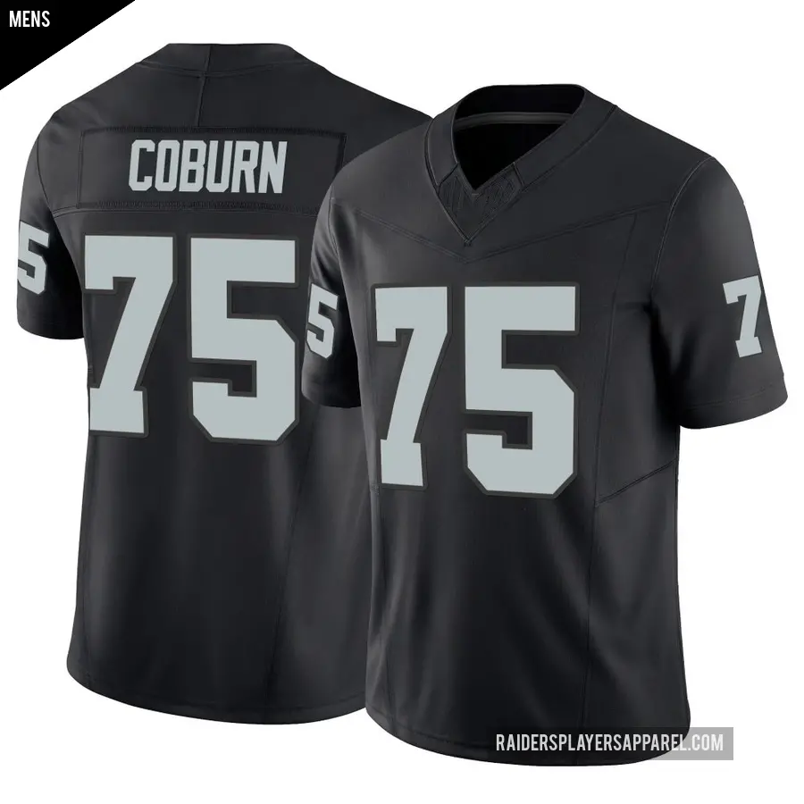 Men's Las Vegas Raiders ＃75 Keondre Coburn Black Limited Vapor F.U.S.E. Jersey